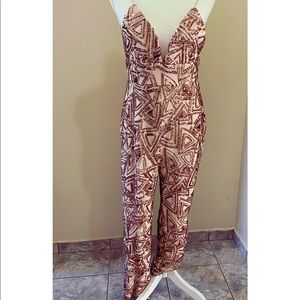 Rose gold sequin pantsuit
